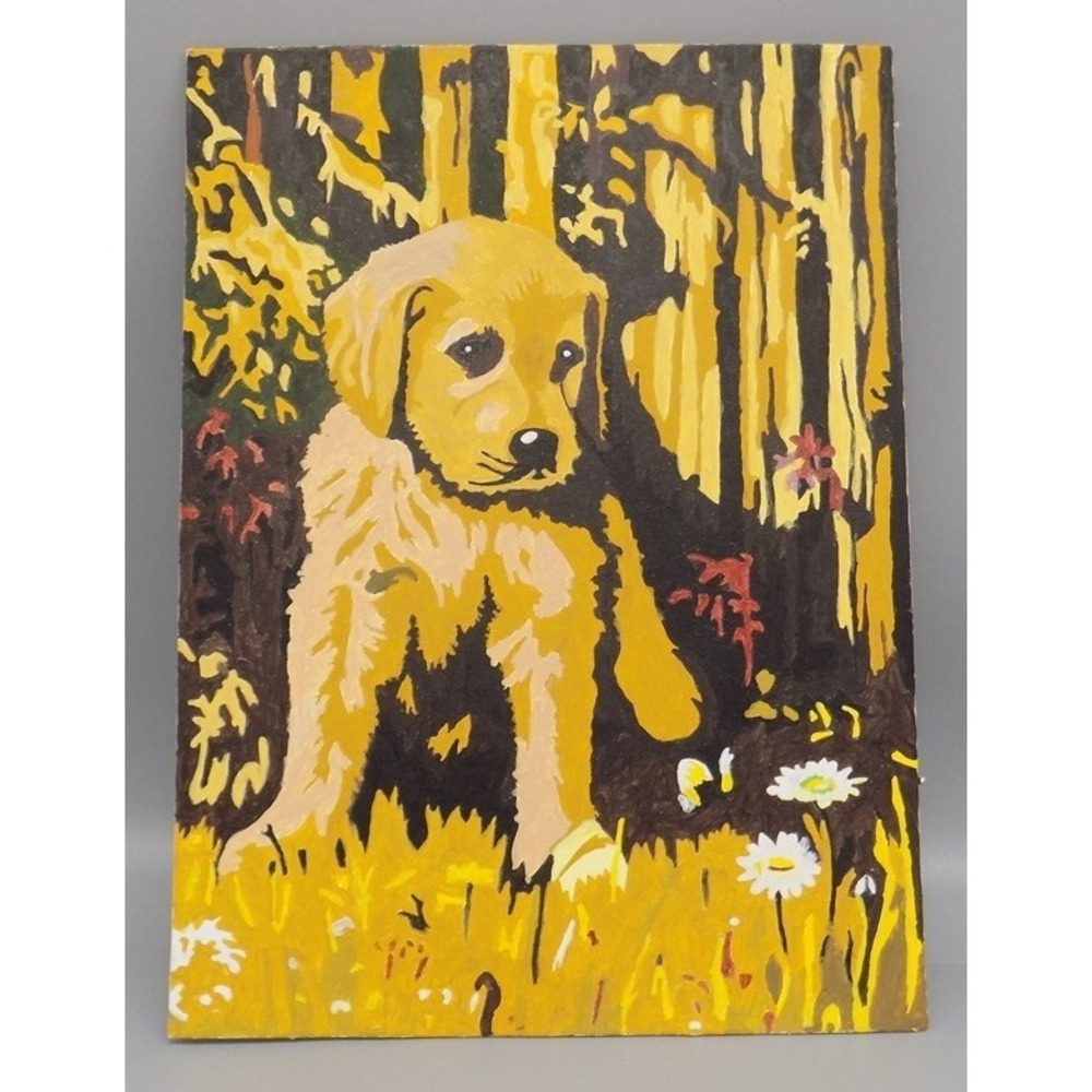 Yellow Labrador Puppy Paint By Number Painting Retriever Field PBN Dog 90's